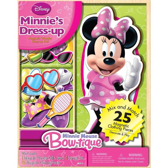Disney Minnie Mouse Bow-Tique Magnetic Wooden Doll Dress-Up Set - Picture 1 of 1